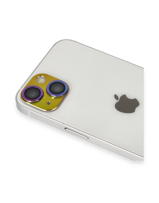 Newface iPhone 13 Pers Alüminyum Kamera Lens - Rainbow