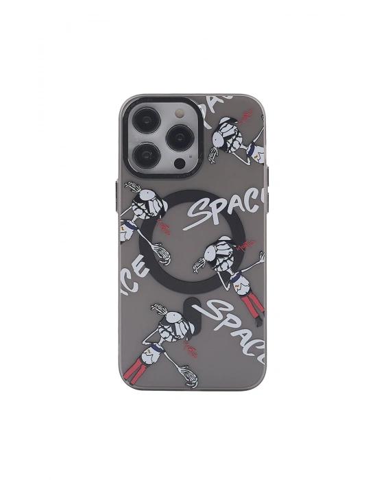 Newface iPhone 13 Pro Kılıf Apollo Magneticsafe Desenli Kapak - Apollo Siyah - 3