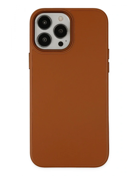 Newface iPhone 13 Pro Kılıf Asya Deri Silikon - Kahverengi
