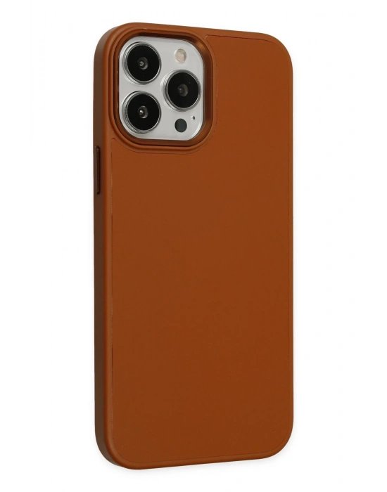 Newface iPhone 13 Pro Kılıf Asya Deri Silikon - Kahverengi