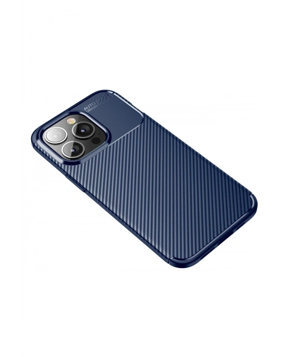 Newface iPhone 13 Pro Kılıf Auto Focus Karbon Kapak - Lacivert