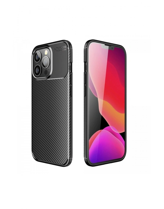 Newface iPhone 13 Pro Kılıf Auto Focus Karbon Kapak - Siyah