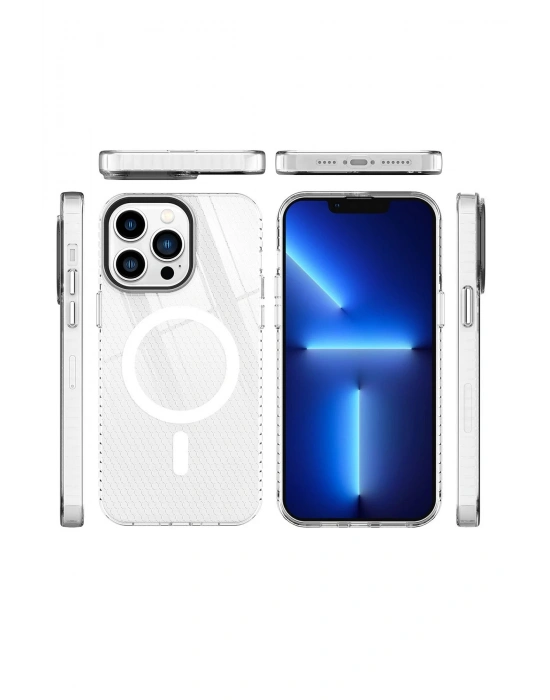 Newface iPhone 13 Pro Kılıf Beta Magneticsafe Silikon - Şeffaf