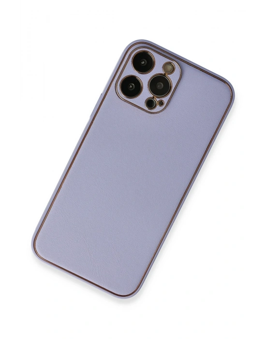 Newface iPhone 13 Pro Kılıf Coco Deri Silikon Kapak - Açık Lila