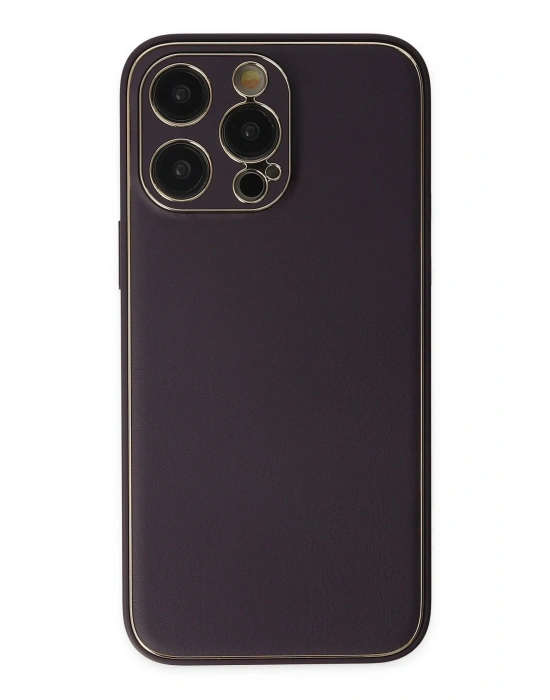 Newface iPhone 13 Pro Kılıf Coco Deri Silikon Kapak - Derin Mor