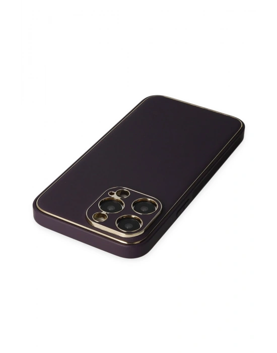 Newface iPhone 13 Pro Kılıf Coco Deri Silikon Kapak - Derin Mor