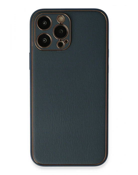 Newface iPhone 13 Pro Kılıf Coco Deri Silikon Kapak - Mavi