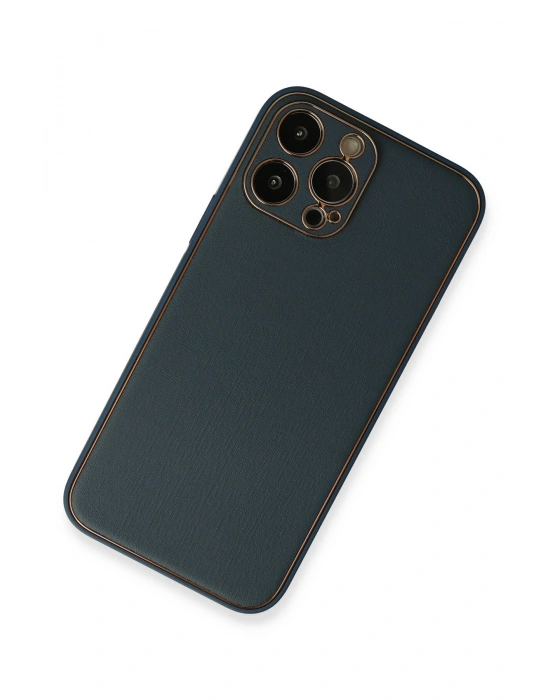 Newface iPhone 13 Pro Kılıf Coco Deri Silikon Kapak - Mavi