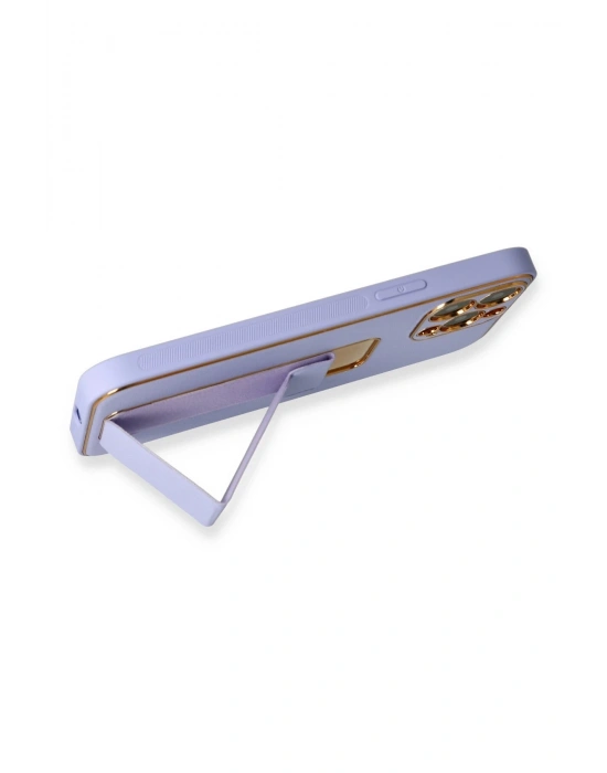 Newface iPhone 13 Pro Kılıf Coco Deri Standlı Kapak - Lila