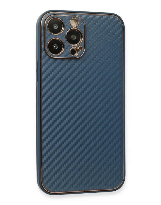 Newface iPhone 13 Pro Kılıf Coco Karbon Silikon - Mavi