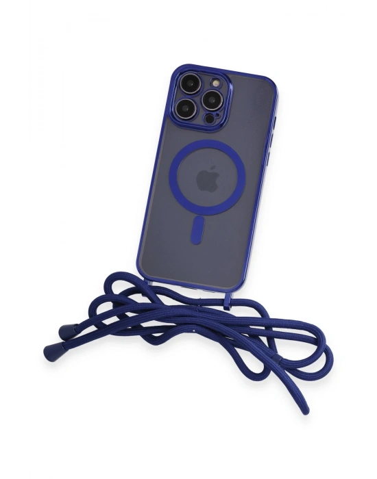Newface iPhone 13 Pro Kılıf Divo Lazer Askılı Magsafe Kapak - Mavi