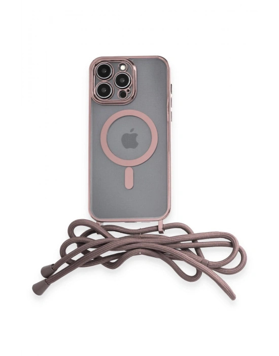 Newface iPhone 13 Pro Kılıf Divo Lazer Askılı Magsafe Kapak - Pembe