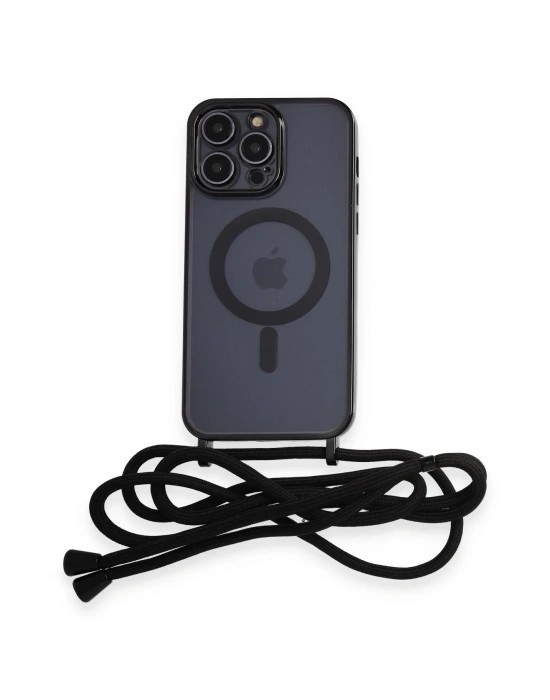 Newface iPhone 13 Pro Kılıf Divo Lazer Askılı Magsafe Kapak - Siyah