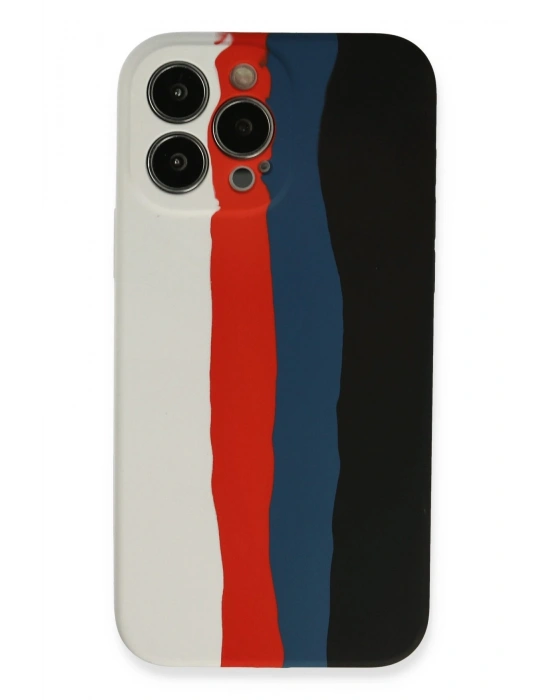 Newface iPhone 13 Pro Kılıf Ebruli Lansman Silikon - Beyaz-Siyah