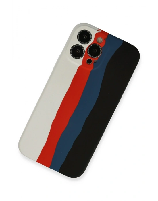 Newface iPhone 13 Pro Kılıf Ebruli Lansman Silikon - Beyaz-Siyah