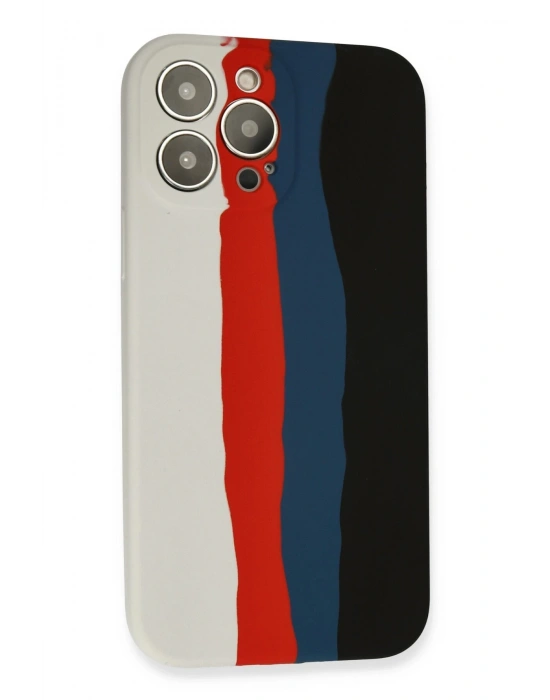 Newface iPhone 13 Pro Kılıf Ebruli Lansman Silikon - Beyaz-Siyah