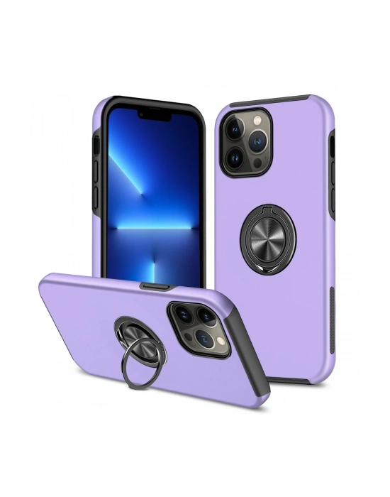 Newface iPhone 13 Pro Kılıf Elit Yüzüklü Kapak - Mor