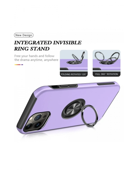 Newface iPhone 13 Pro Kılıf Elit Yüzüklü Kapak - Mor