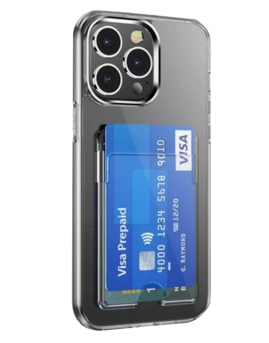 Newface iPhone 13 Pro Kılıf Kart Şeffaf Silikon - Şeffaf