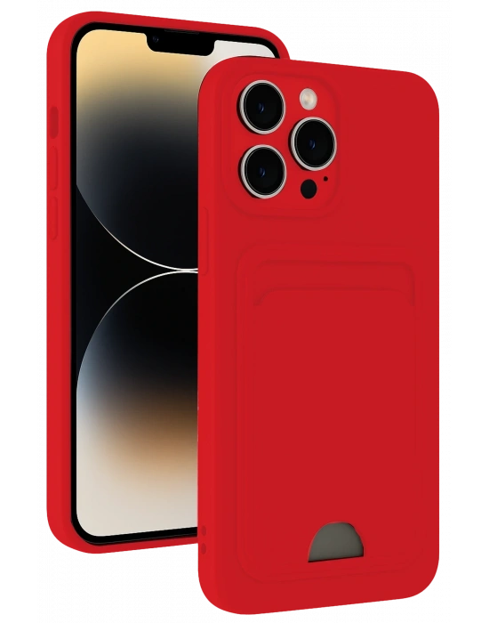 Newface iPhone 13 Pro Kılıf Kelvin Kartvizitli Silikon - Kırmızı