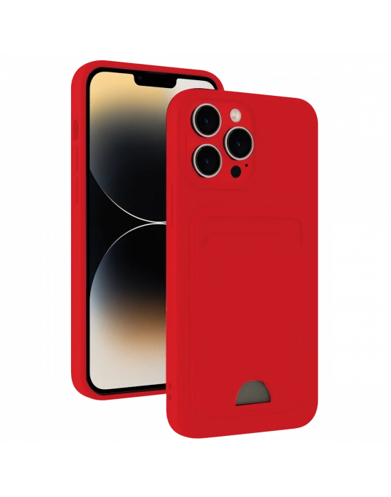 Newface iPhone 13 Pro Kılıf Kelvin Kartvizitli Silikon - Kırmızı