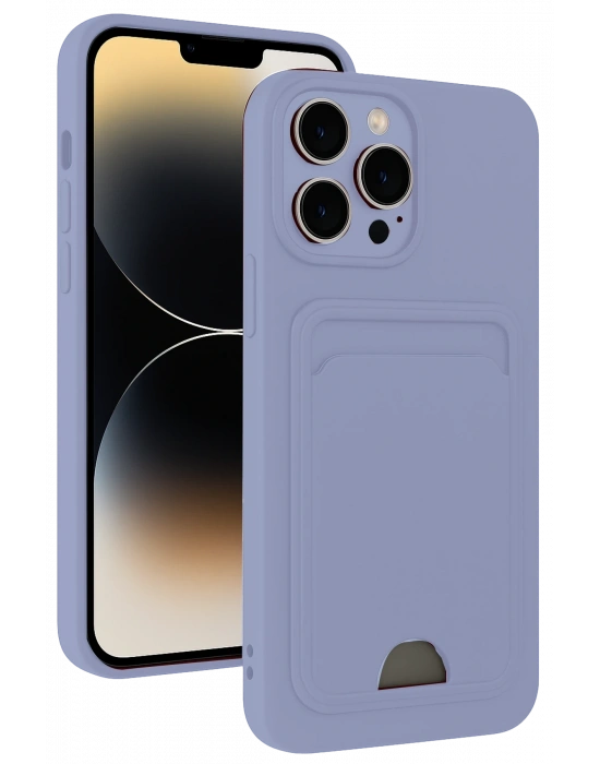 Newface iPhone 13 Pro Kılıf Kelvin Kartvizitli Silikon - Lila