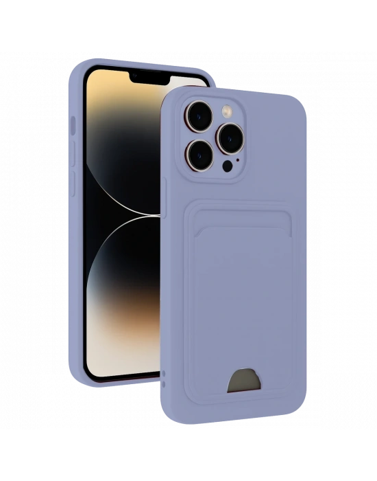 Newface iPhone 13 Pro Kılıf Kelvin Kartvizitli Silikon - Lila