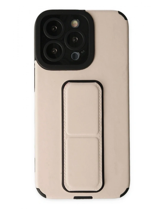 Newface iPhone 13 Pro Kılıf Mega Standlı Silikon - Gold