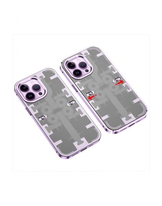 Newface iPhone 13 Pro Kılıf Mekanik Bumper Kapak - Derin Mor