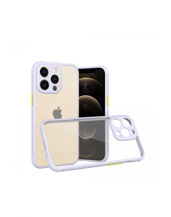 Newface iPhone 13 Pro Kılıf Miami Şeffaf Silikon - Lila