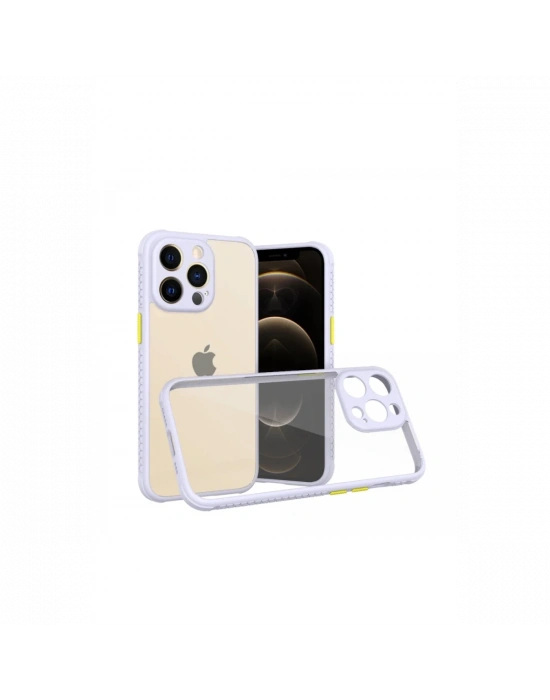 Newface iPhone 13 Pro Kılıf Miami Şeffaf Silikon - Lila