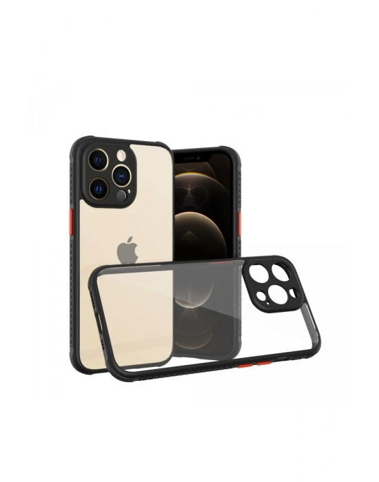 Newface iPhone 13 Pro Kılıf Miami Şeffaf Silikon - Siyah