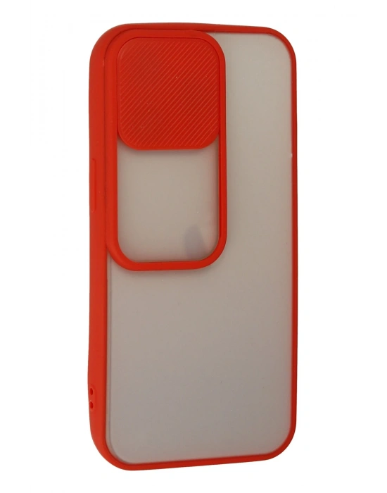 Newface iPhone 13 Pro Kılıf Palm Buzlu Kamera Sürgülü Silikon - Kırmızı