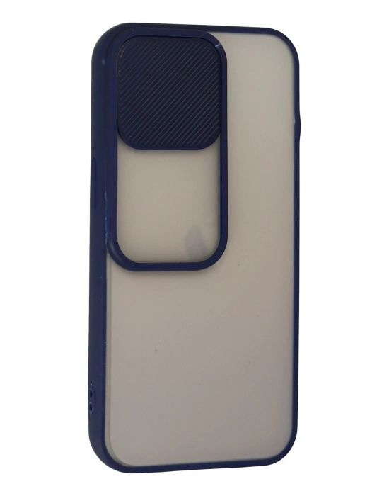 Newface iPhone 13 Pro Kılıf Palm Buzlu Kamera Sürgülü Silikon - Lacivert