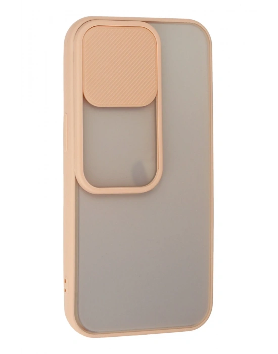 Newface iPhone 13 Pro Kılıf Palm Buzlu Kamera Sürgülü Silikon - Pembe