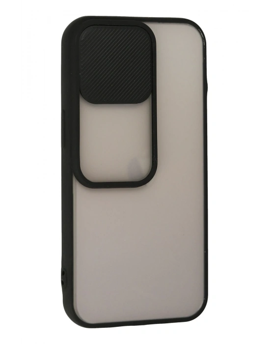 Newface iPhone 13 Pro Kılıf Palm Buzlu Kamera Sürgülü Silikon - Siyah