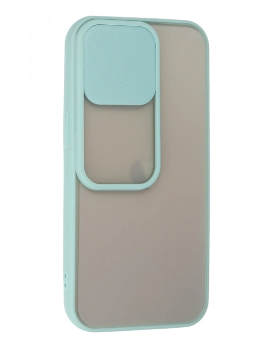 Newface iPhone 13 Pro Kılıf Palm Buzlu Kamera Sürgülü Silikon - Turkuaz