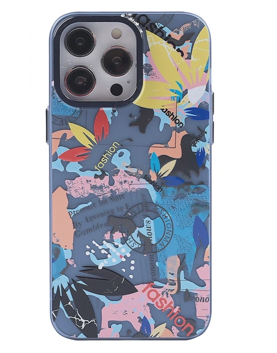 Newface iPhone 13 Pro Kılıf Prada Desenli Kapak - Prada Pembe - 1