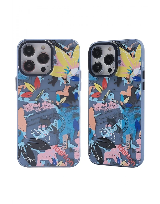 Newface iPhone 13 Pro Kılıf Prada Desenli Kapak - Prada Pembe - 1