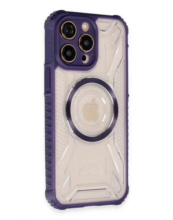 Newface iPhone 13 Pro Kılıf Prag Magneticsafe Kapak - Derin Mor