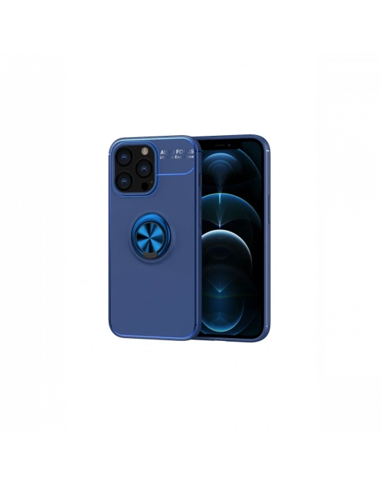 Newface iPhone 13 Pro Kılıf Range Yüzüklü Silikon - Mavi