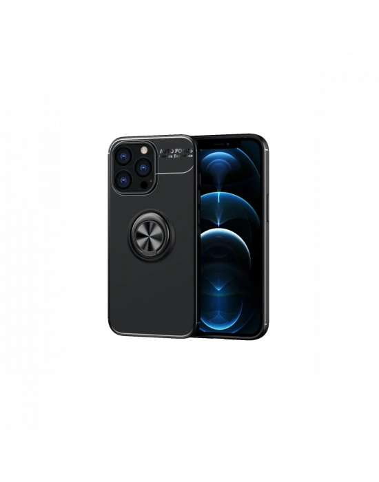 Newface iPhone 13 Pro Kılıf Range Yüzüklü Silikon - Siyah