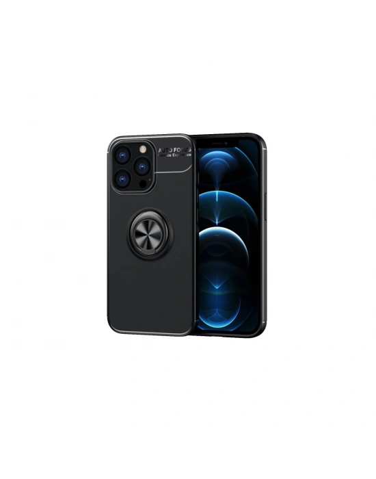 Newface iPhone 13 Pro Kılıf Range Yüzüklü Silikon - Siyah