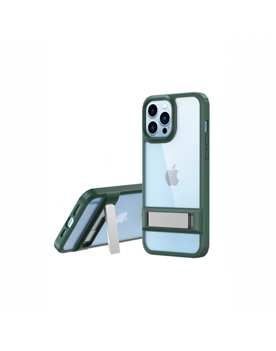 Newface iPhone 13 Pro Kılıf Rolet Stand Kapak - Yeşil