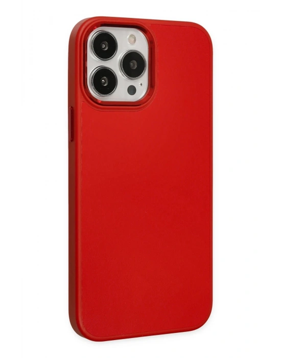Newface iPhone 13 Pro Max Kılıf Asya Deri Silikon - Kırmızı