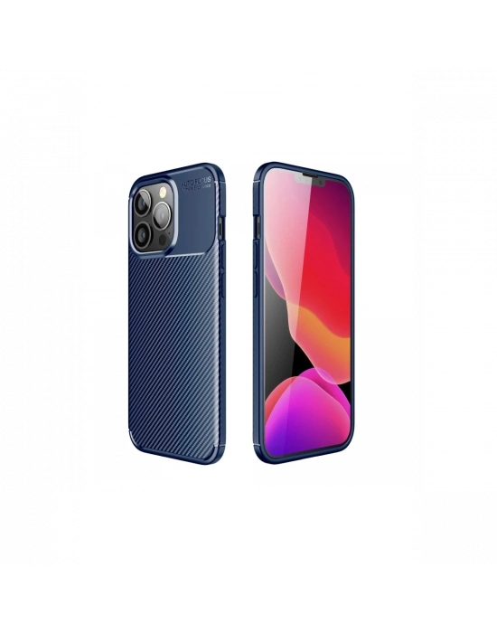 Newface iPhone 13 Pro Max Kılıf Auto Focus Karbon Kapak - Lacivert