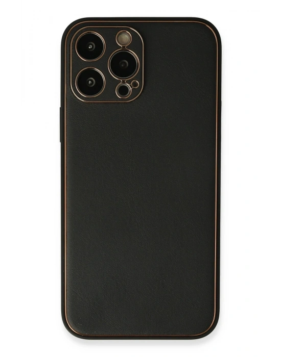 Newface iPhone 13 Pro Max Kılıf Coco Deri Silikon Kapak - Siyah