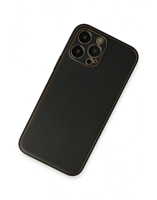 Newface iPhone 13 Pro Max Kılıf Coco Deri Silikon Kapak - Siyah