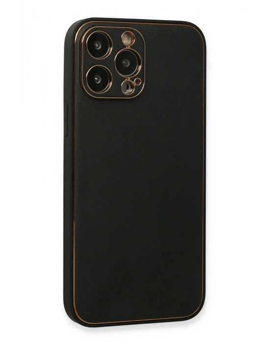 Newface iPhone 13 Pro Max Kılıf Coco Deri Silikon Kapak - Siyah