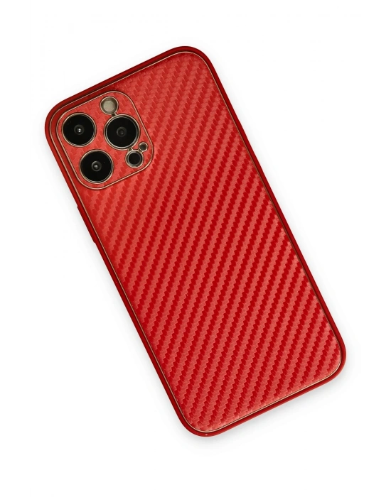 Newface iPhone 13 Pro Max Kılıf Coco Karbon Silikon - Kırmızı